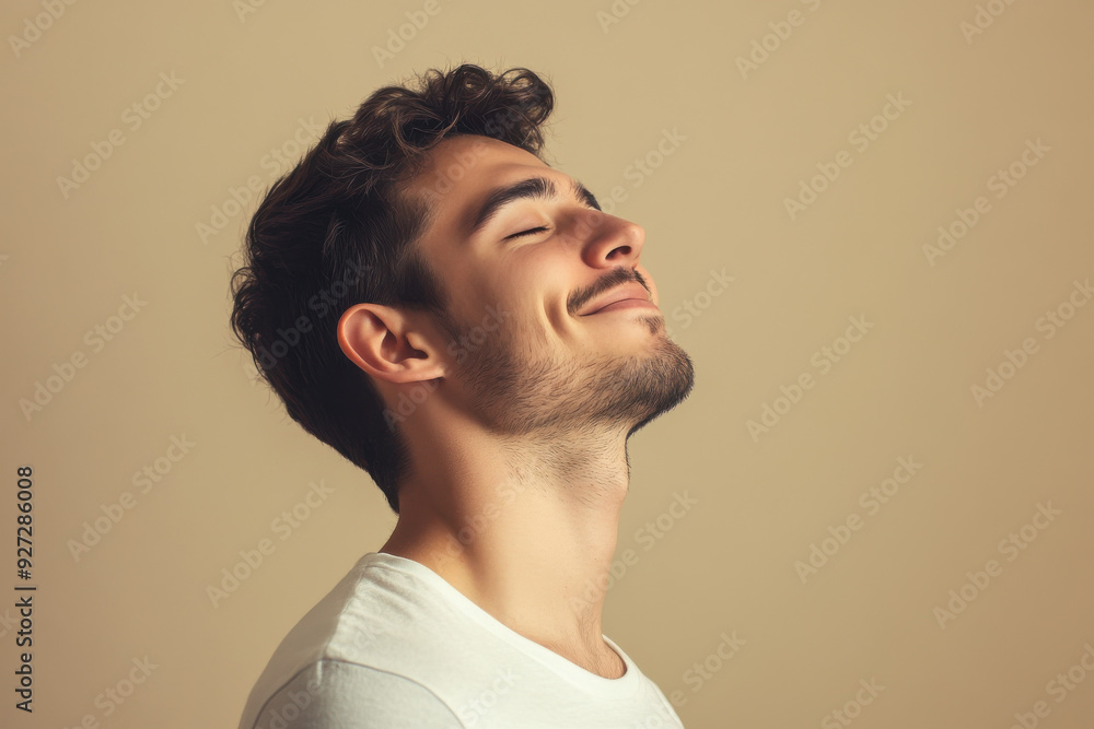A close up of a man's face with her eyes closed A close up of a man's face with her eyes closed