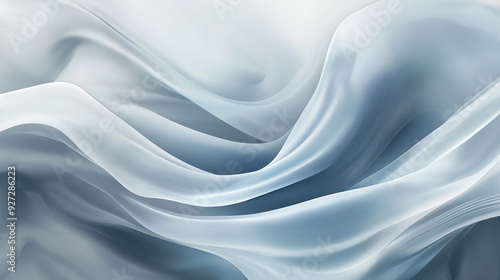 Wallpaper Mural Soft flowing abstract white and gray waves creating a gentle, serene atmosphere. Perfect for backgrounds with a minimalist aesthetic, featuring smooth curves and ample copy space. Torontodigital.ca