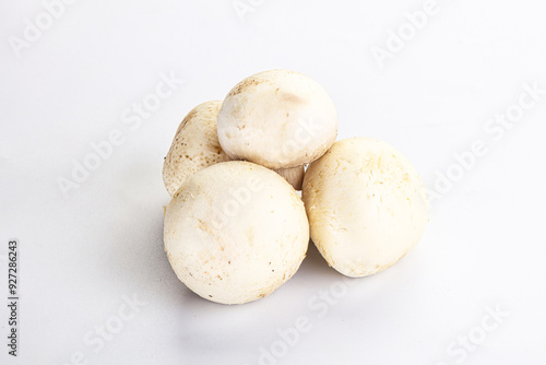 Natural organic ripe champignon mushrooms