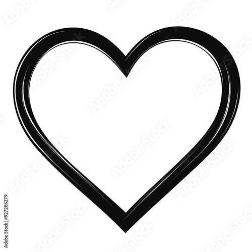 PNG Simple black heart outline on white background