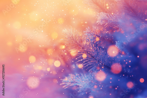 Wallpaper Mural Abstract image of a Christmas tree branch with bokeh lights, creating a magical and dreamy atmosphere. Torontodigital.ca