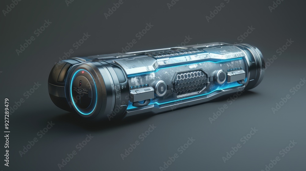 Futuristic Cybernetic Device with Blue Light