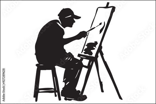 Artist Silhouette, Creative Artist, Art Icon, Painter Silhouette, Artistic Design, Abstract Artist, Art Profile, Creative Silhouette, Minimalist Art, Artist at Work, Artistic Shadow, Drawing Artist, 