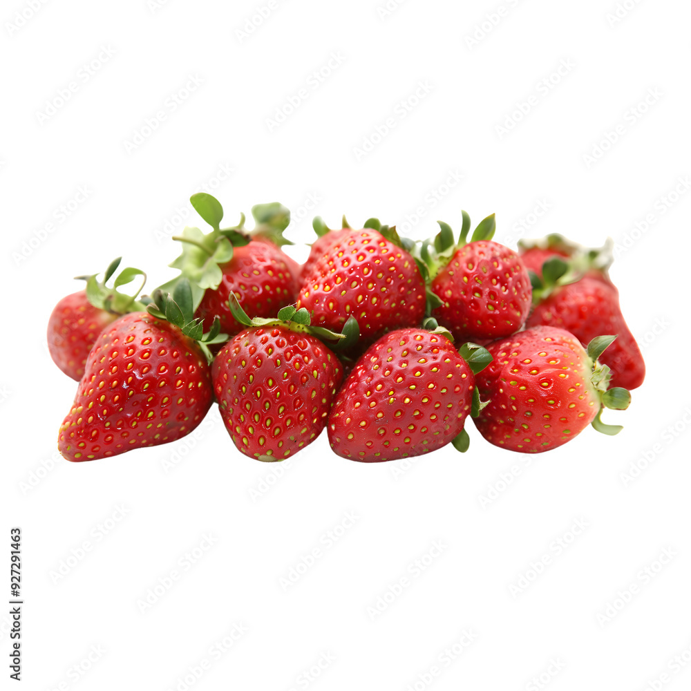 A bunch of ripe strawberries displayed on a transparent background, showcasing their vibrant red color and fresh appearance. A bunch of ripe strawberries displayed on a transparent background, showcasing their vibrant red color and fresh appearance.