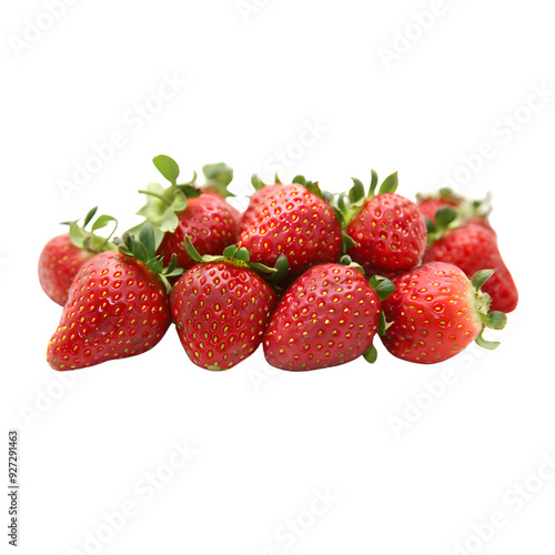 A bunch of ripe strawberries displayed on a transparent background, showcasing their vibrant red color and fresh appearance.