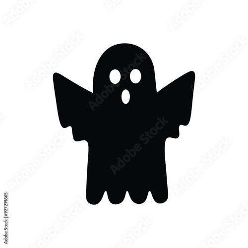 Minimalist Ghost Silhouette Icon for Halloween and Gothic Themes