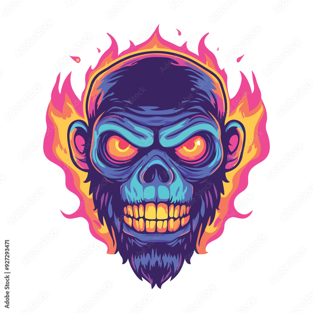 Obraz premium animal skull vector with burning fire