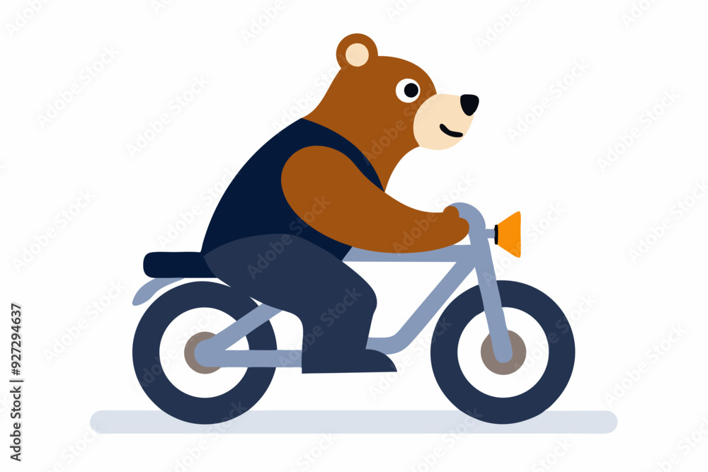 Bear riding motorcycle on a white background Bear riding motorcycle on a white background