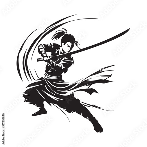Samurai Warrior Silhouette. Samurai Silhouette Stock Illustrations. 