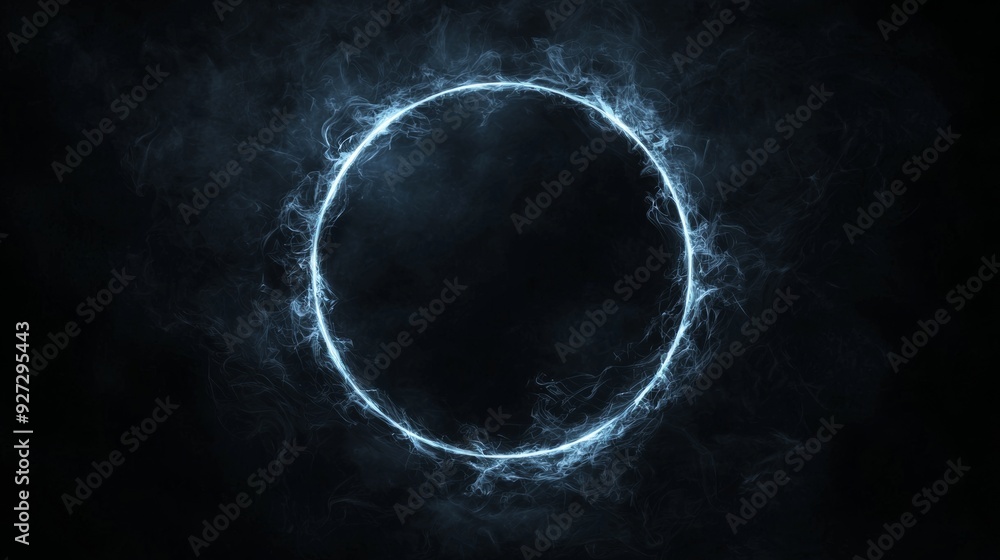 Naklejka premium Glowing Frosty Circle on Black Background