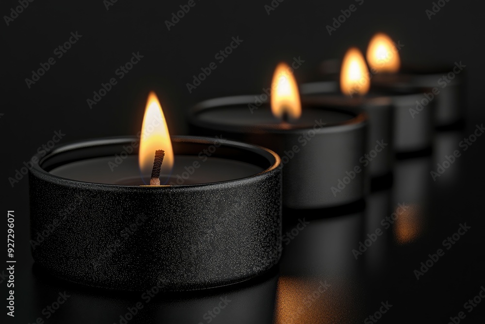 burning candles isolated black front view , ai burning candles isolated black front view , ai