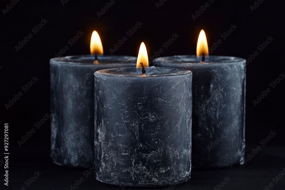 burning candles isolated black front view , ai burning candles isolated black front view , ai