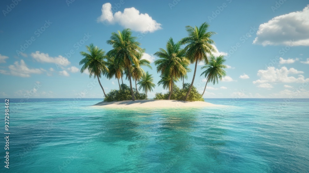 Fototapeta premium Tropical Paradise: Serene Island Escape with Turquoise Waters
