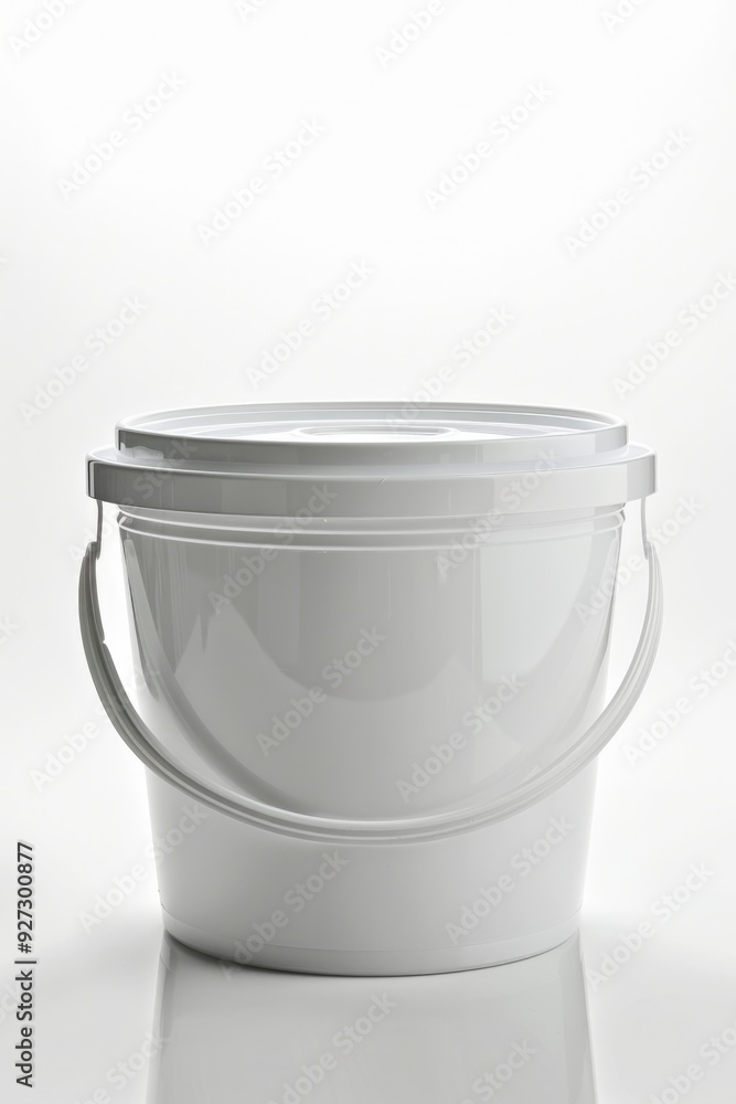 White Bucket. 5 Gallon Plastic Paint Container Isolated on White Background White Bucket. 5 Gallon Plastic Paint Container Isolated on White Background