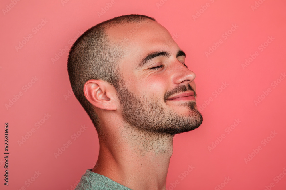 A close up of a man's face with her eyes closed A close up of a man's face with her eyes closed