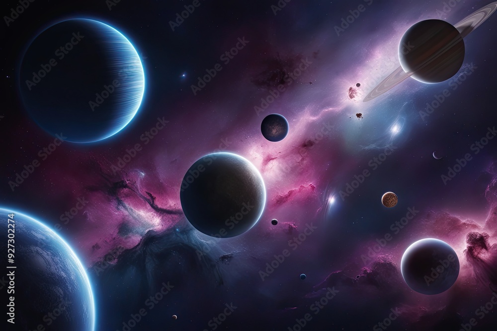 High Quality 3D Space Art Visualization of Planets and Nebulae in Deep Space High Quality 3D Space Art Visualization of Planets and Nebulae in Deep Space