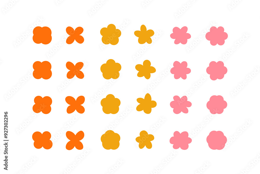 Geometric stylized flowers. Modern linear design sign. 60s and 70s Retro style. Geometric stylized flowers. Modern linear design sign. 60s and 70s Retro style.