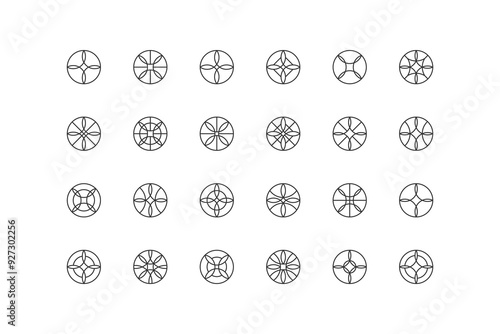 Circle logo. Geometric emblem with loop and circle for your project. Vector element for mosaik, pattern and grid.