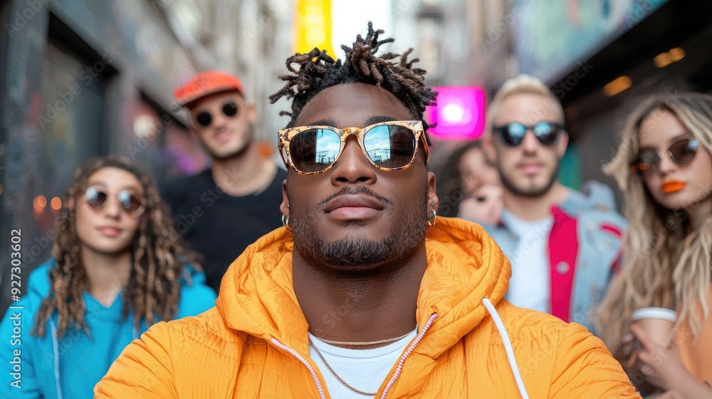 Diverse Young Adults Enjoying Urban Life Together Outdoors Diverse Young Adults Enjoying Urban Life Together Outdoors