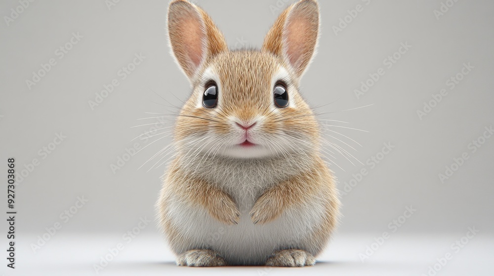 Adorable fluffy brown bunny rabbit with big eyes looking at the camera on a white background. Adorable fluffy brown bunny rabbit with big eyes looking at the camera on a white background.