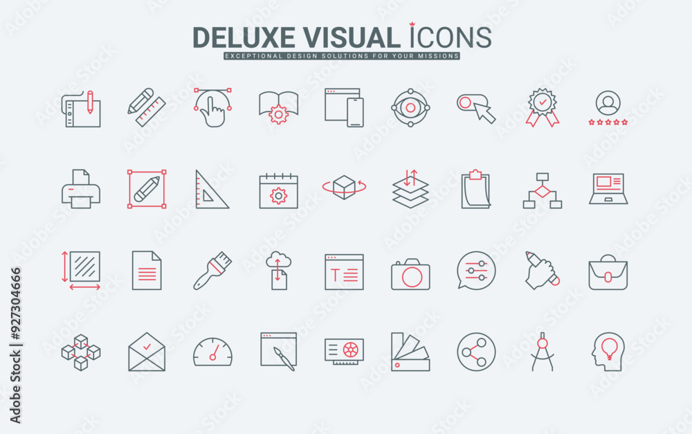 Program Status Symbol Digital tools for graphic design and art ideas, typography line icons ...
