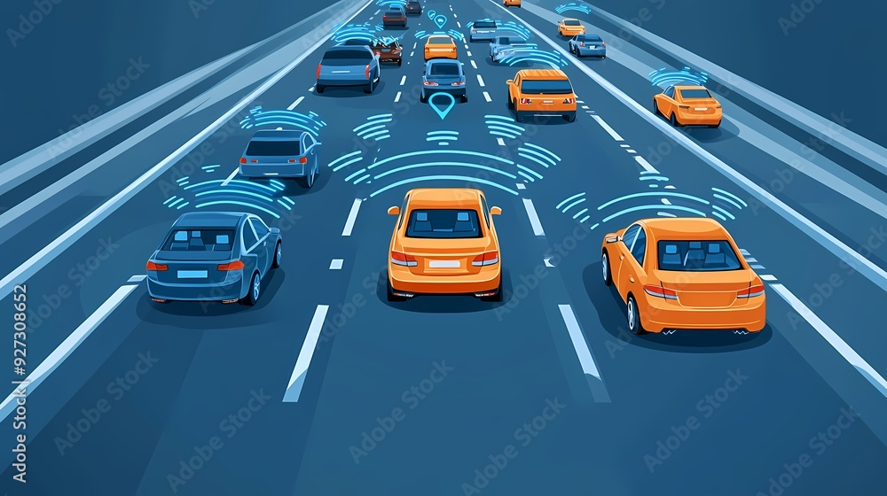 Creative Illustration, Artificial Intelligence Assisted Car Driving Creative Illustration, Artificial Intelligence Assisted Car Driving