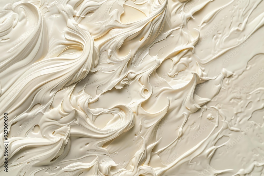 Closeup of swirling beige and white cream texture, giving a luxurious and smooth background Closeup of swirling beige and white cream texture, giving a luxurious and smooth background