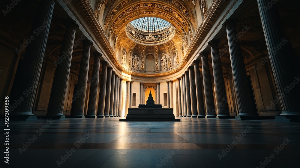 Obraz premium grand architectural interior with columns and dome ceiling