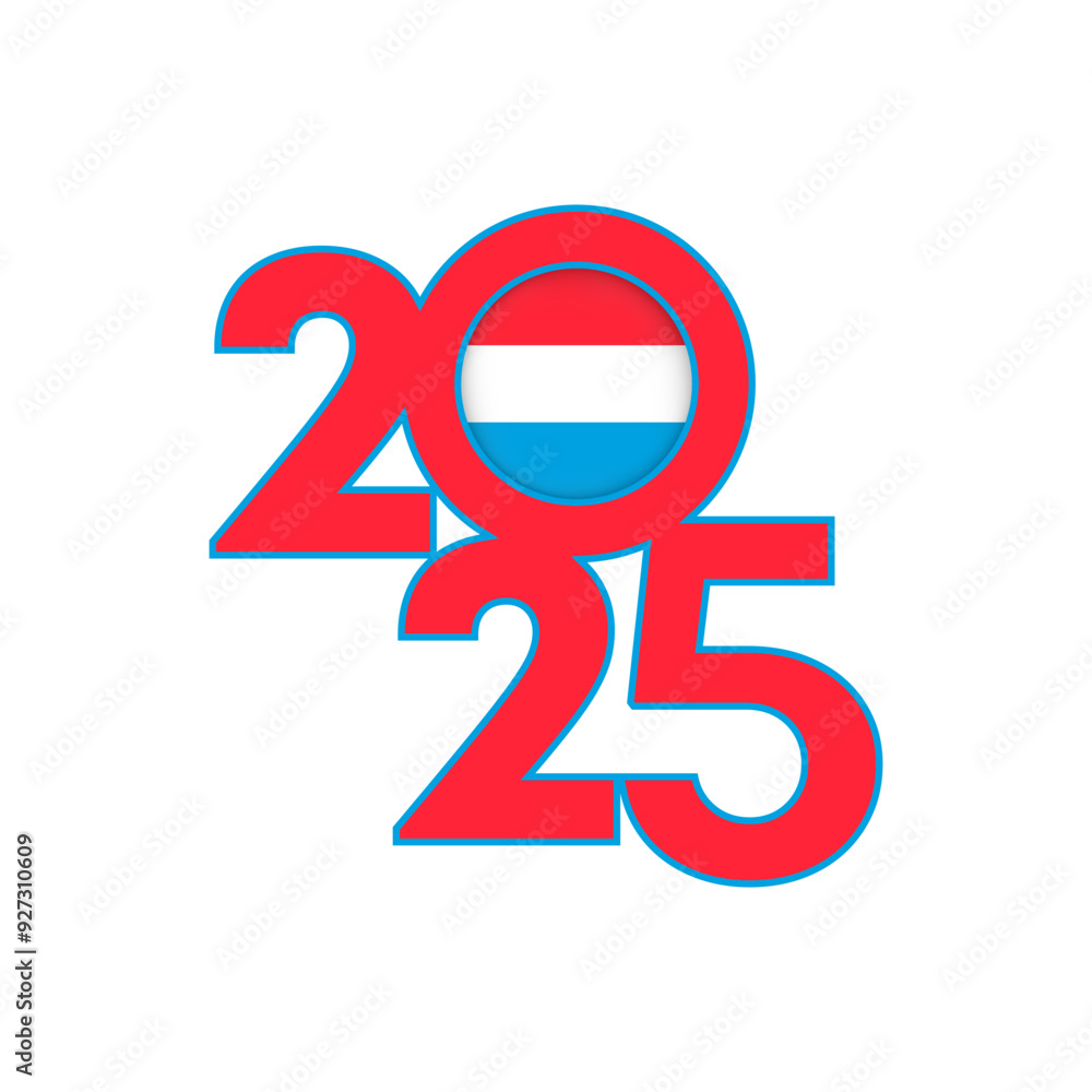 2025 banner with Luxembourg flag inside. Vector illustration. 2025 banner with Luxembourg flag inside. Vector illustration.