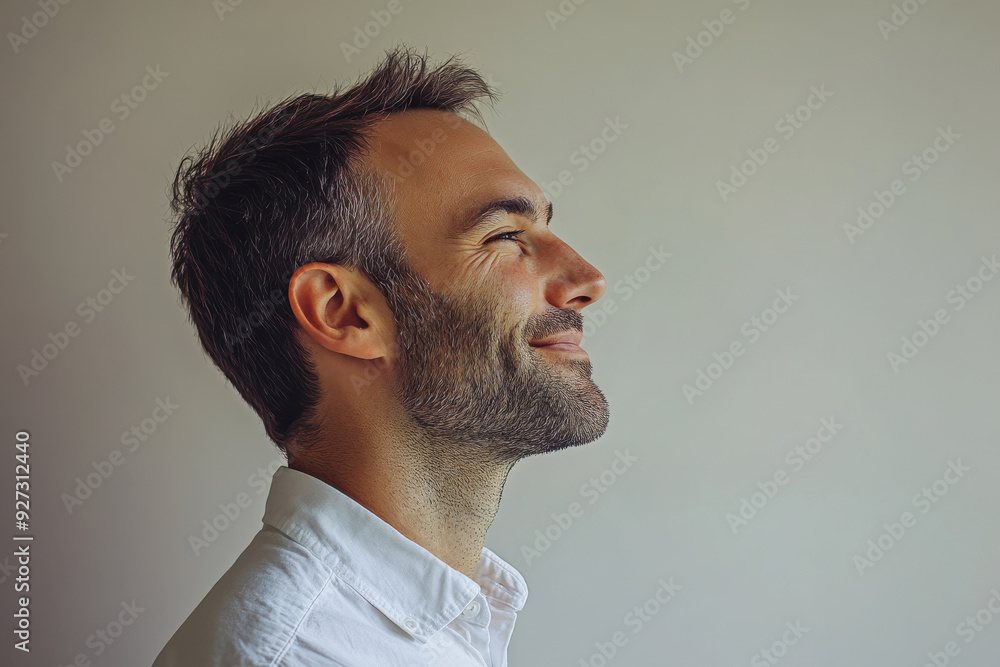 Fototapeta premium A close up of a man's face with her eyes closed