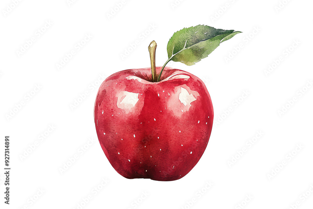 A vibrant red apple with a shiny surface and green leaf, perfect for conveying freshness and health in food-related themes. A vibrant red apple with a shiny surface and green leaf, perfect for conveying freshness and health in food-related themes.