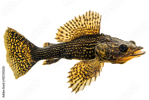 Close-up of a colorful freshwater fish showcasing detailed fins and vibrant patterns, perfect for nature and aquatic themes.