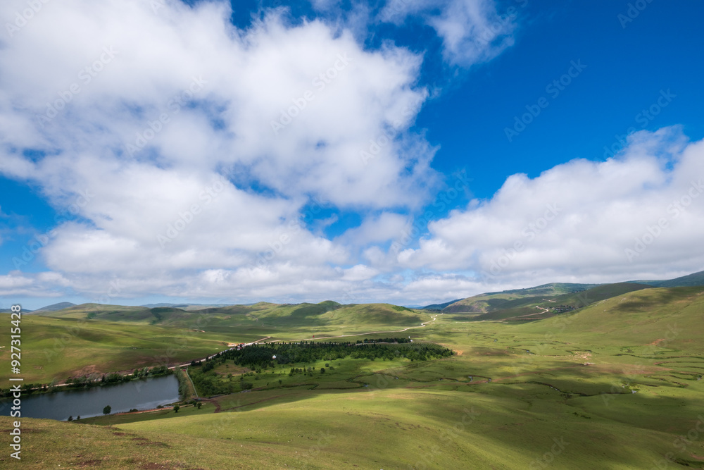 A lake in the green mountains. Perşembe Plateau, Ordu, Türkiye A lake in the green mountains. Perşembe Plateau, Ordu, Türkiye