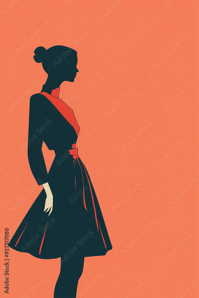 Fototapeta premium A woman stands gracefully in futuristic fashion profile for a book cover
