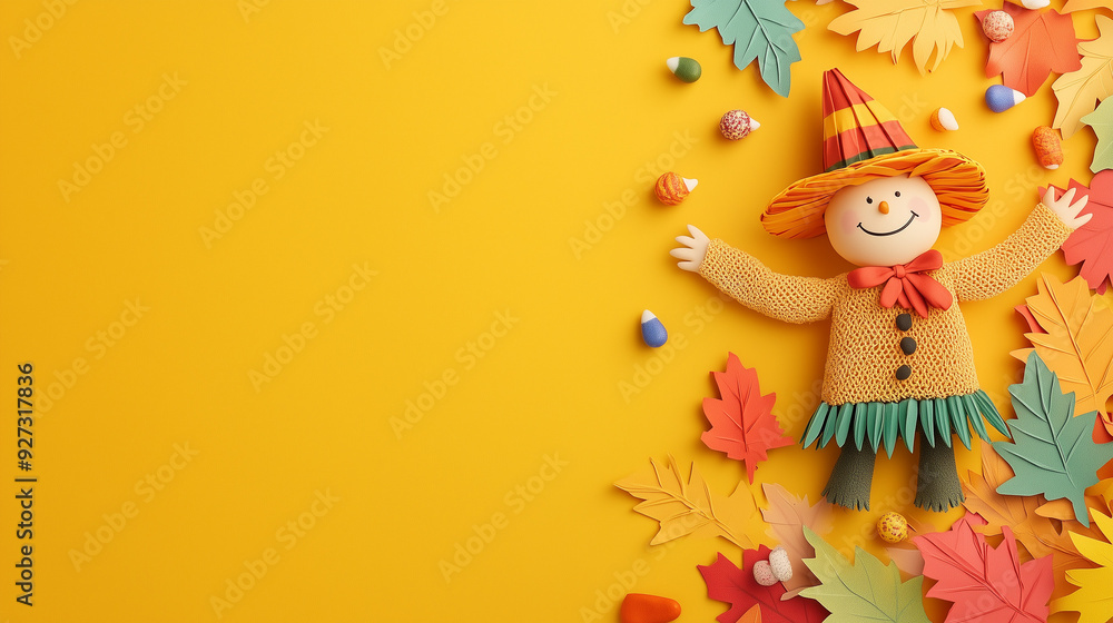 Colorful 3D Whimsical Autumn Harvest Scene in Paper Cut Style Colorful 3D Whimsical Autumn Harvest Scene in Paper Cut Style