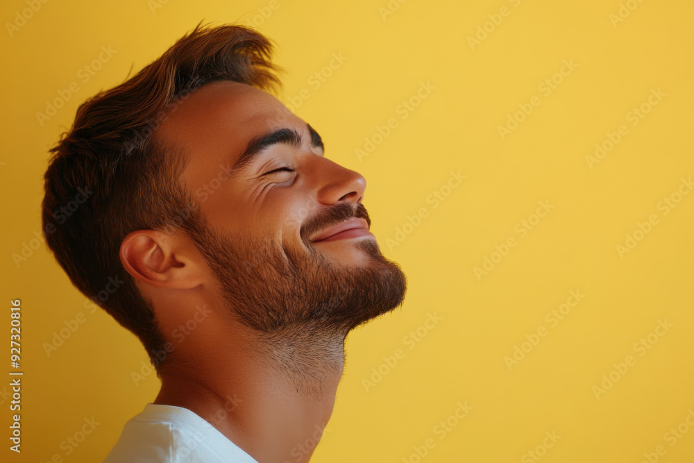 Fototapeta premium A close up of a man's face with her eyes closed