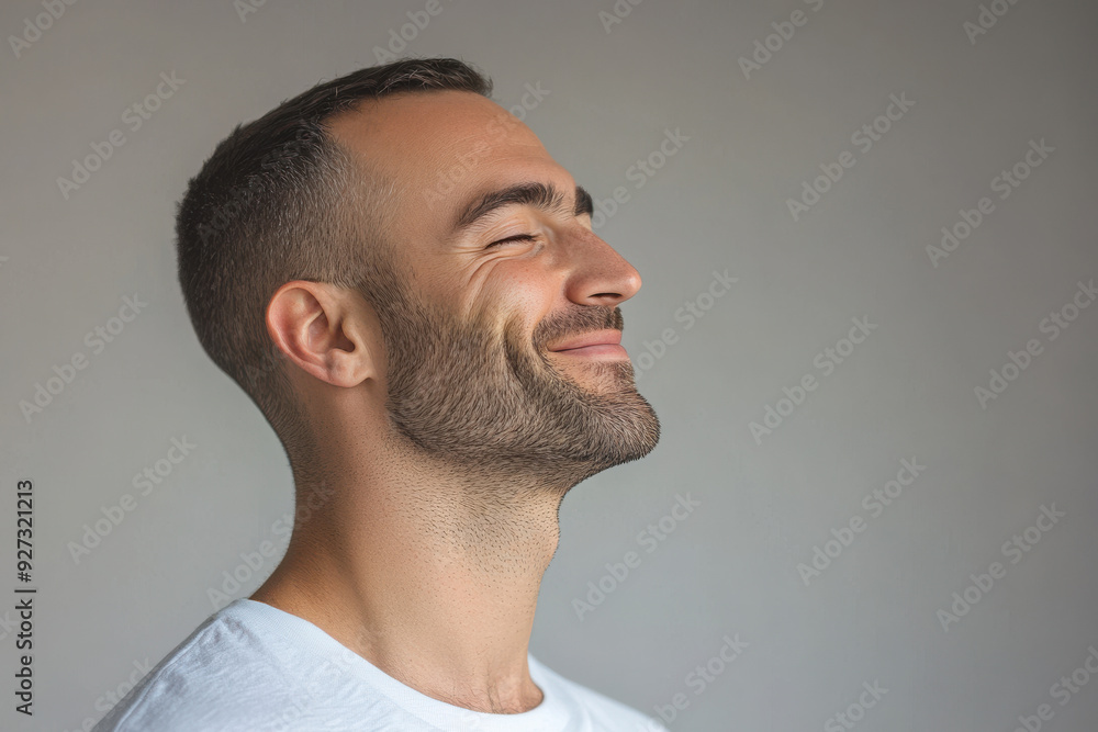 A close up of a man's face with her eyes closed A close up of a man's face with her eyes closed