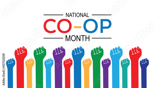 National Co-op Month is observed every year on October. background, placard, banner template Vector illustration design.