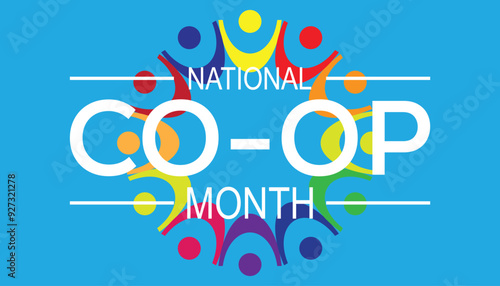 National Co-op Month is observed every year on October. background, placard, banner template Vector illustration design.