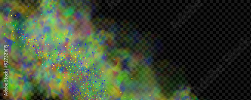 An explosion of colorful smoke clouds.Multicolor fog with blue and yellow particles.Explosions of color powder.