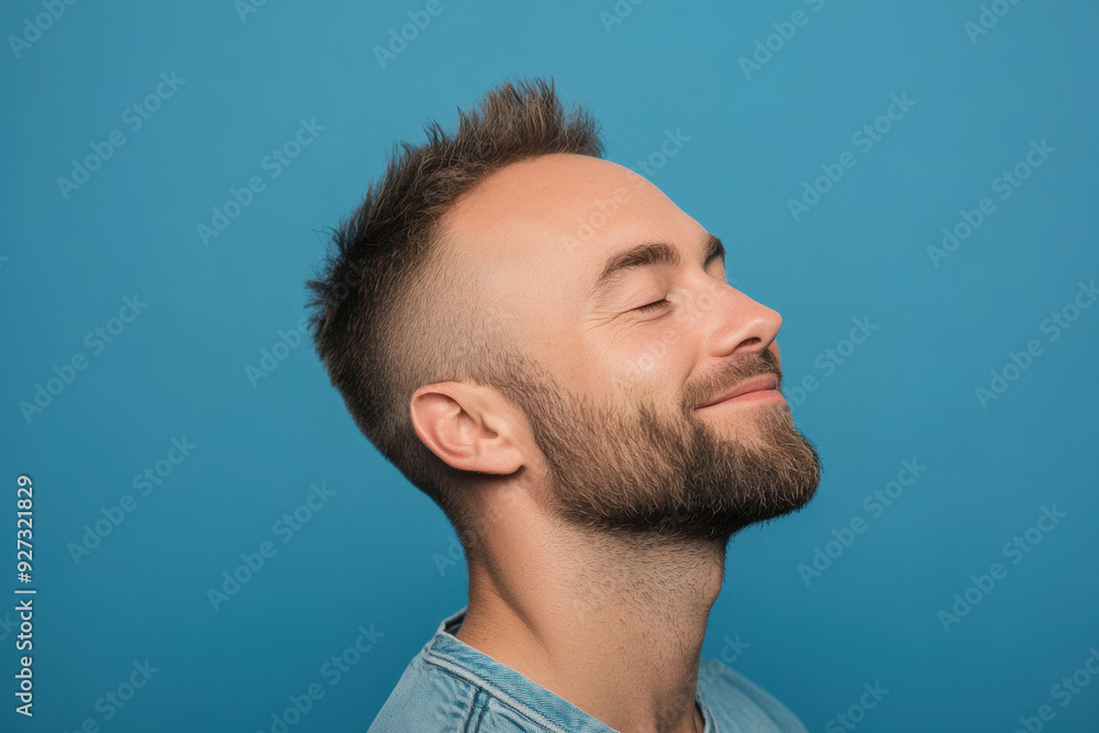 Obraz premium A close up of a man's face with her eyes closed