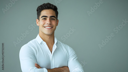 Stock Photo Guy: Perfect Smiling Young Man in Business Casual for Marketing Materials