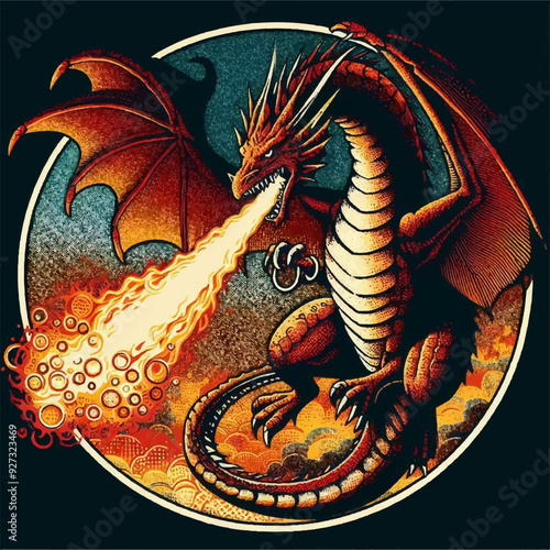 red raging fire breathing dragon