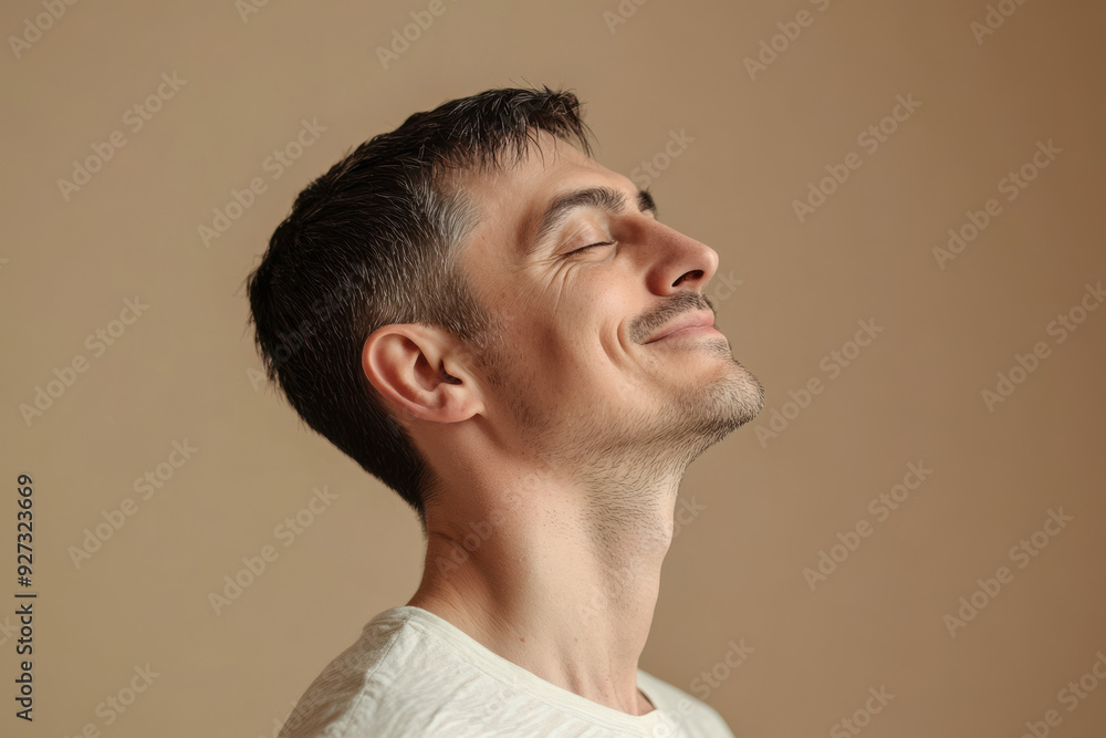 A close up of a man's face with her eyes closed A close up of a man's face with her eyes closed