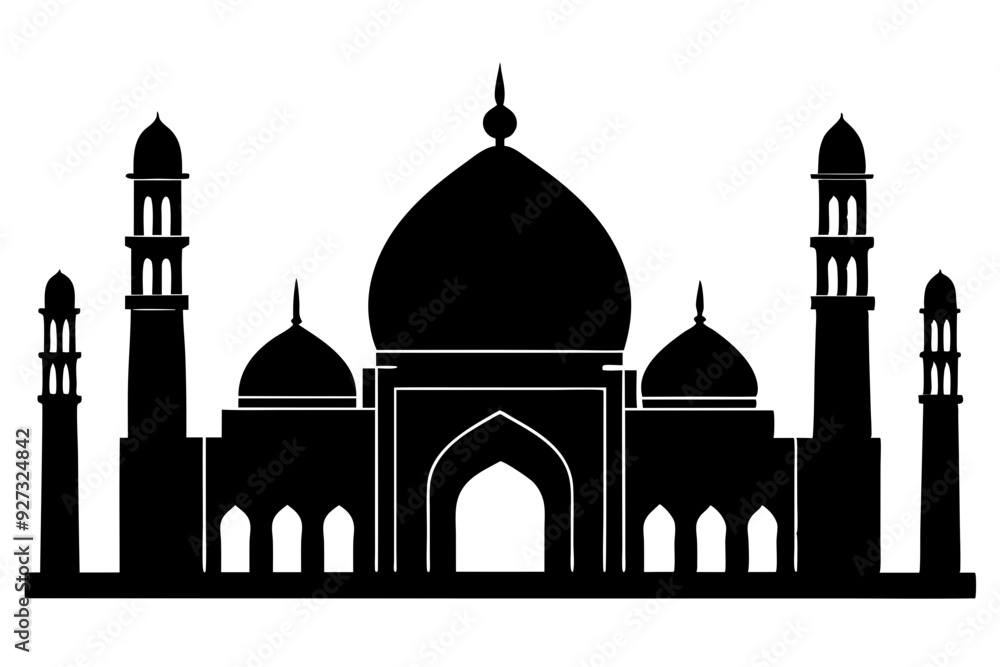 islamic mosque silhouette vector, black silhouette mosque vector illustration
islamic mosque silhouette vector, black silhouette mosque vector illustration