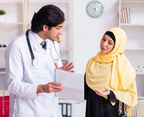 Female arab patient visiting male doctor