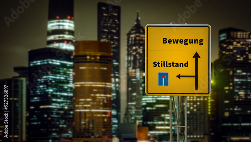 Картината върху платно Signposts the direct way to Movement versus Standstill