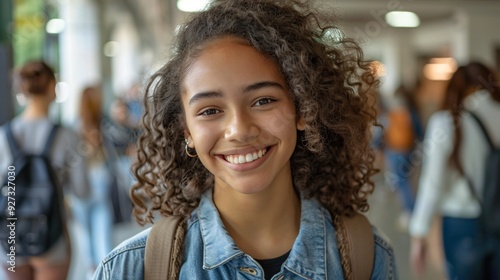 female student with a backpack going to college