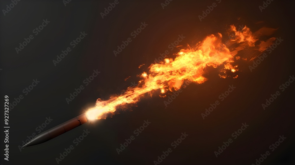 A missile with fire trail isolated on transparent background A missile with fire trail isolated on transparent background