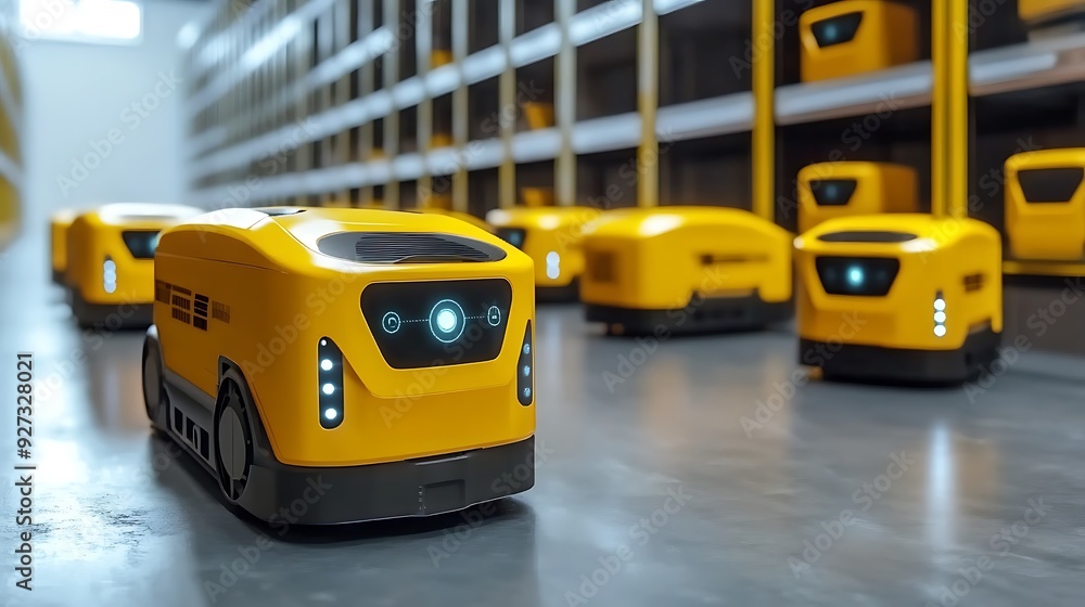 High-tech autonomous logistics hub with AI-coordinated deliveries and augmented reality tracking systems High-tech autonomous logistics hub with AI-coordinated deliveries and augmented reality tracking systems